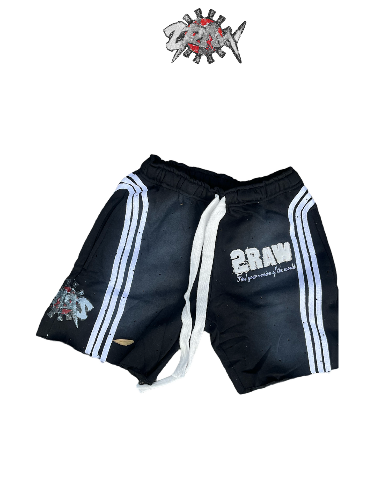 2raw find your version of the world stripes short black