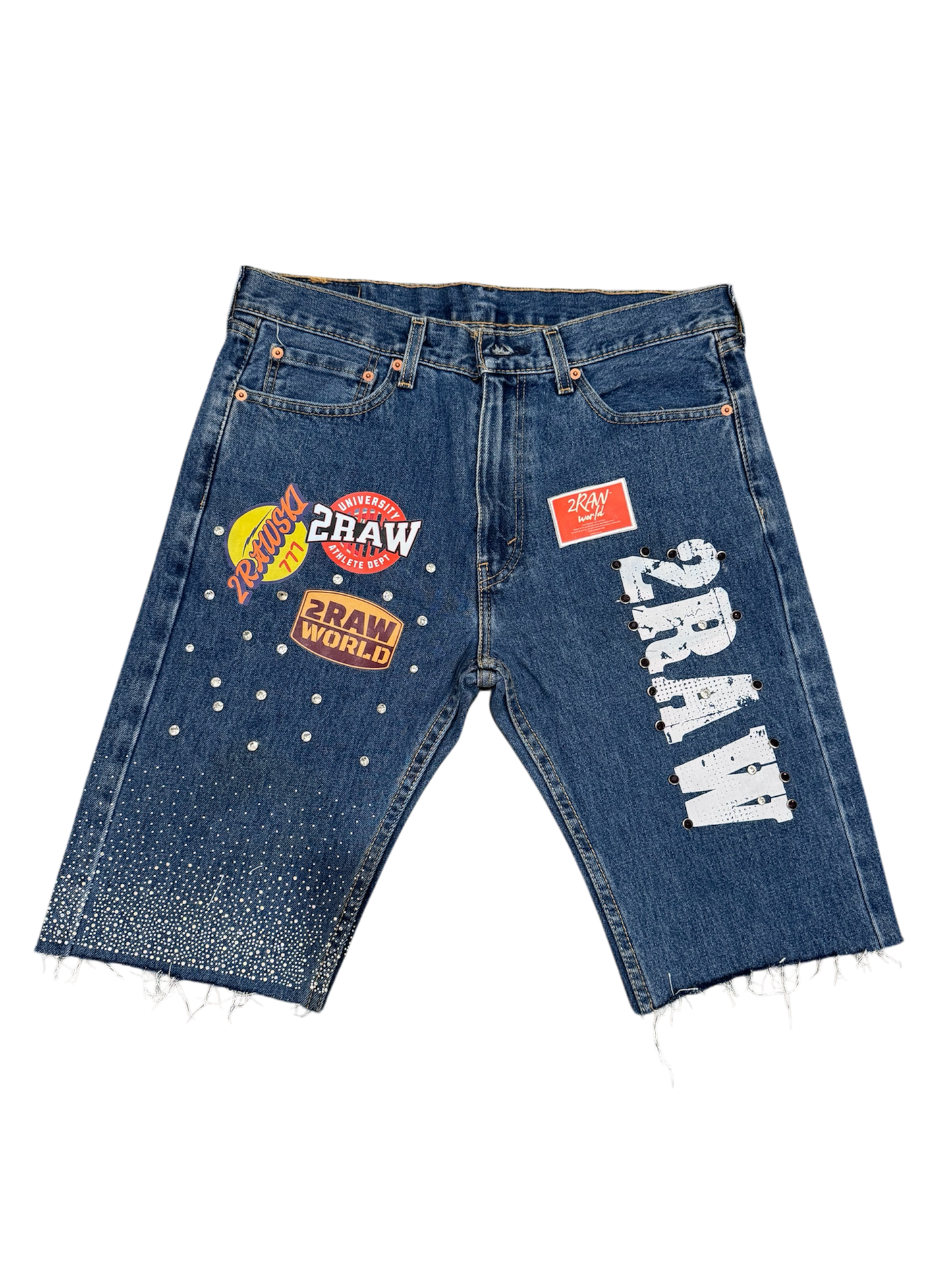 2RAWSKI PATCH JORTS DARK BLUE