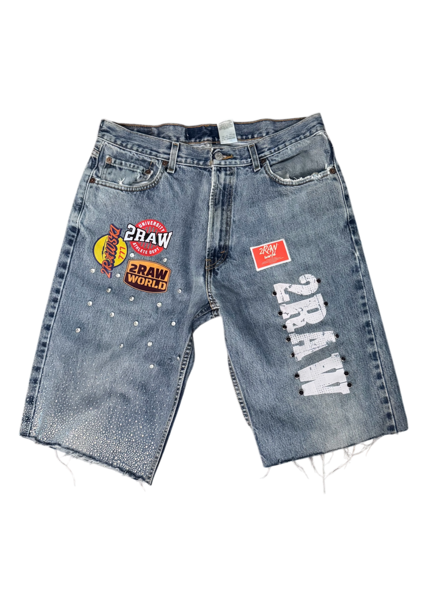 2RAWSKI PATCH JORTS BLUE