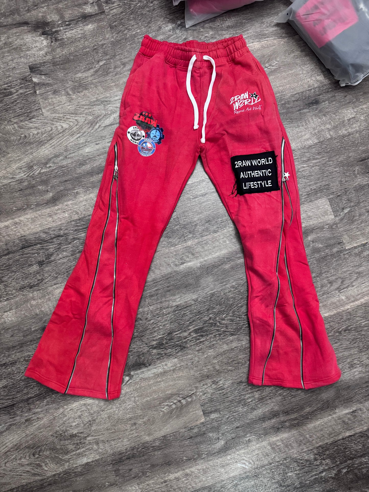 2RAW ZIP UP PANTS red