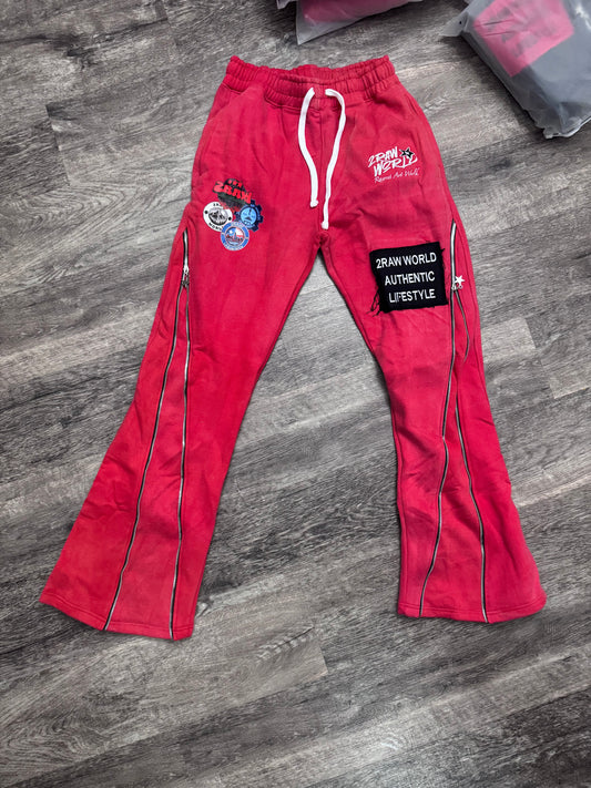 2RAW ZIP UP PANTS red