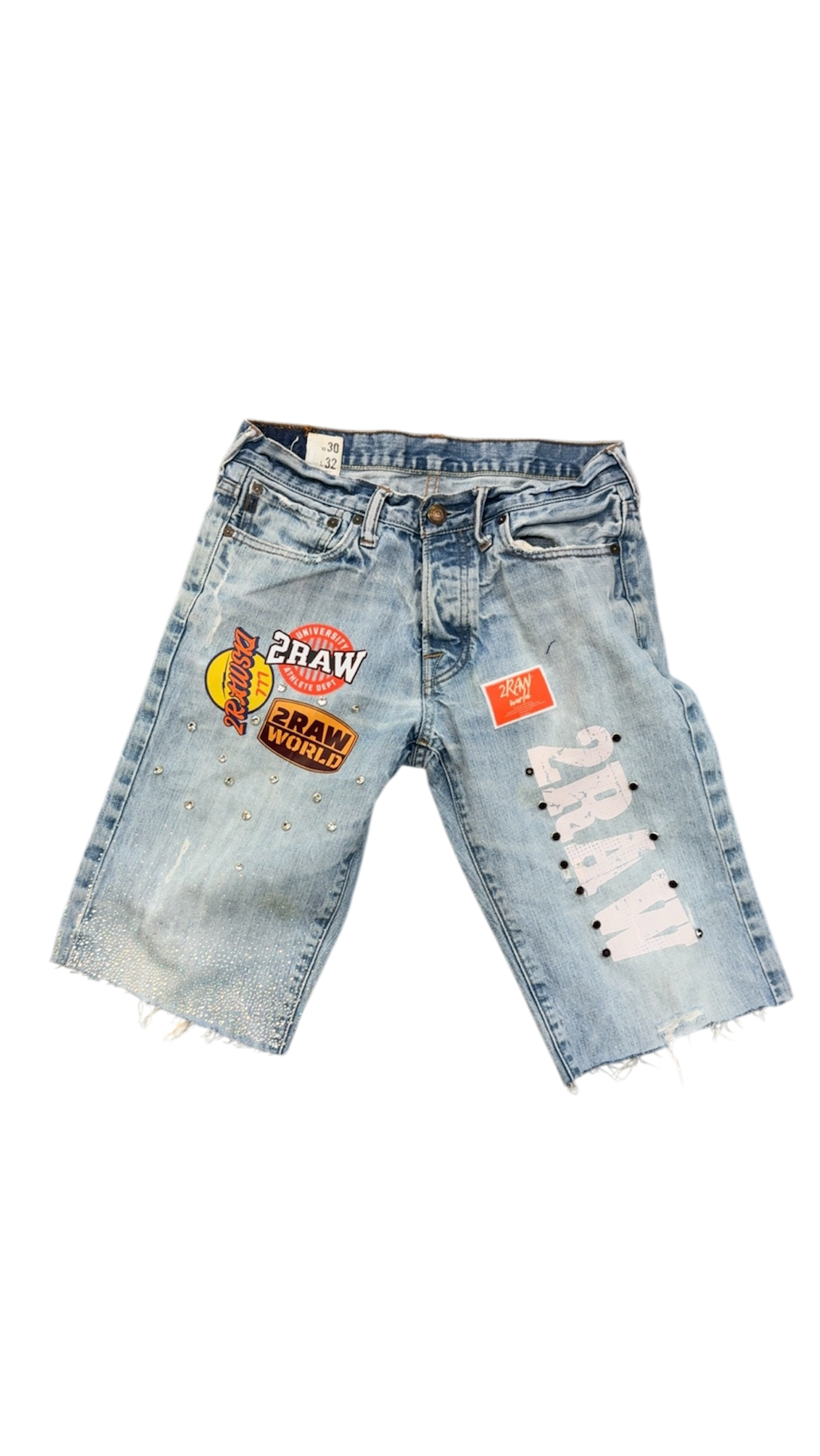2RAWSKI PATCH JORTS BLUE