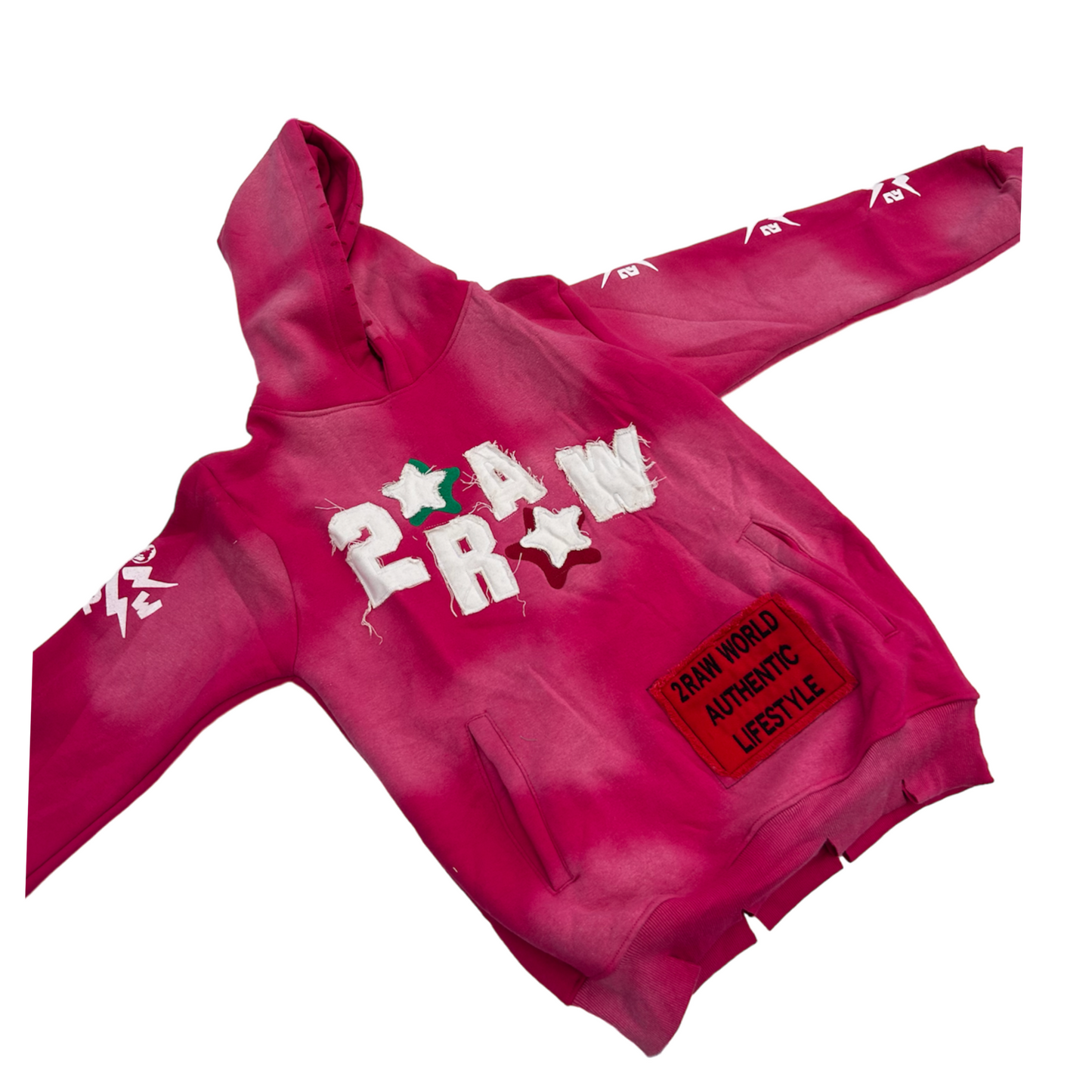2 RAW Shooting Stars pink Hoodie