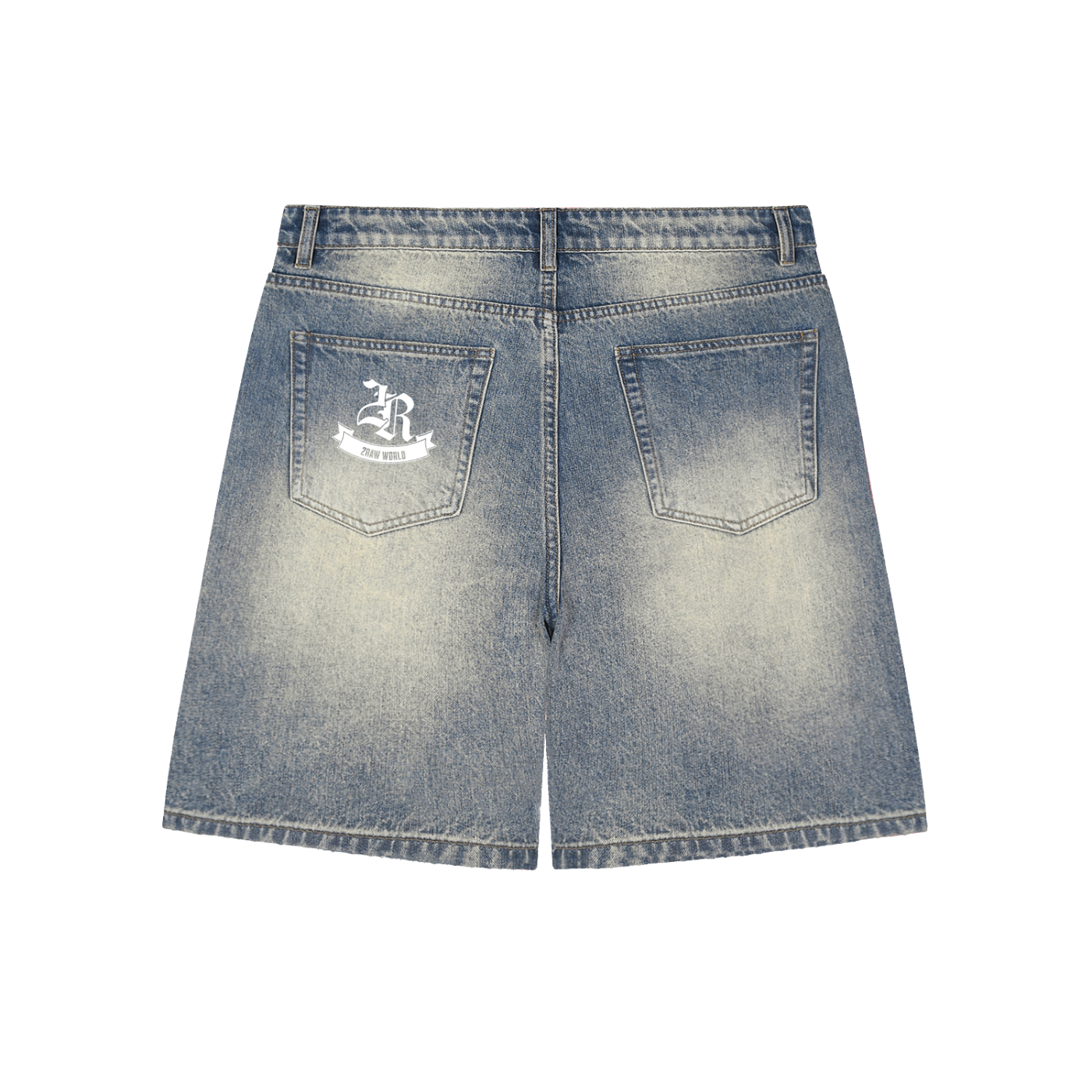 2RAW WORLD Faded Distressed Baggy Denim Shorts