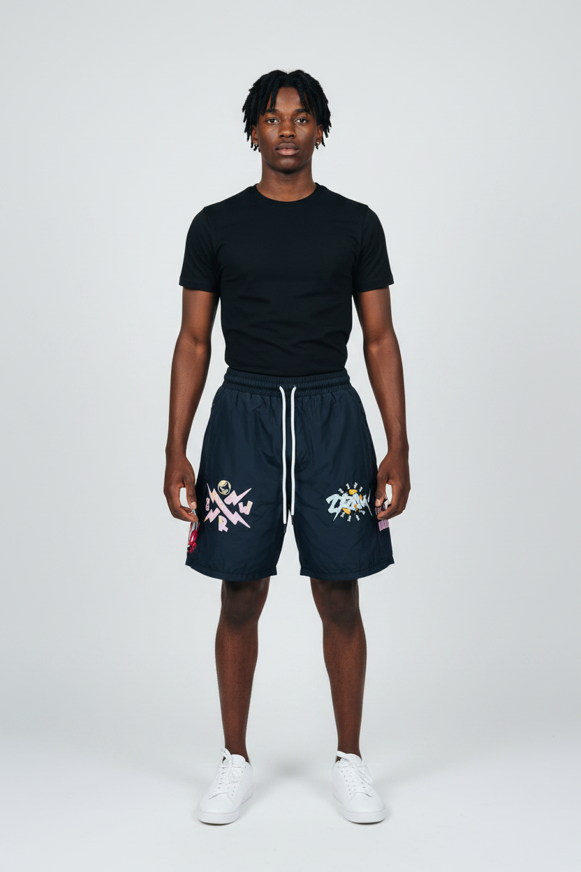 2RAW Parachute Shorts — Black