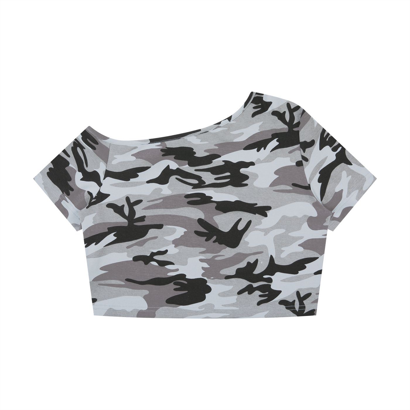2RAW Women's Camo Off-Shoulder Crop Tee