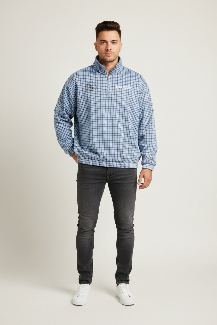 2RAW Plaid Quarter-Zip Sweatshirt