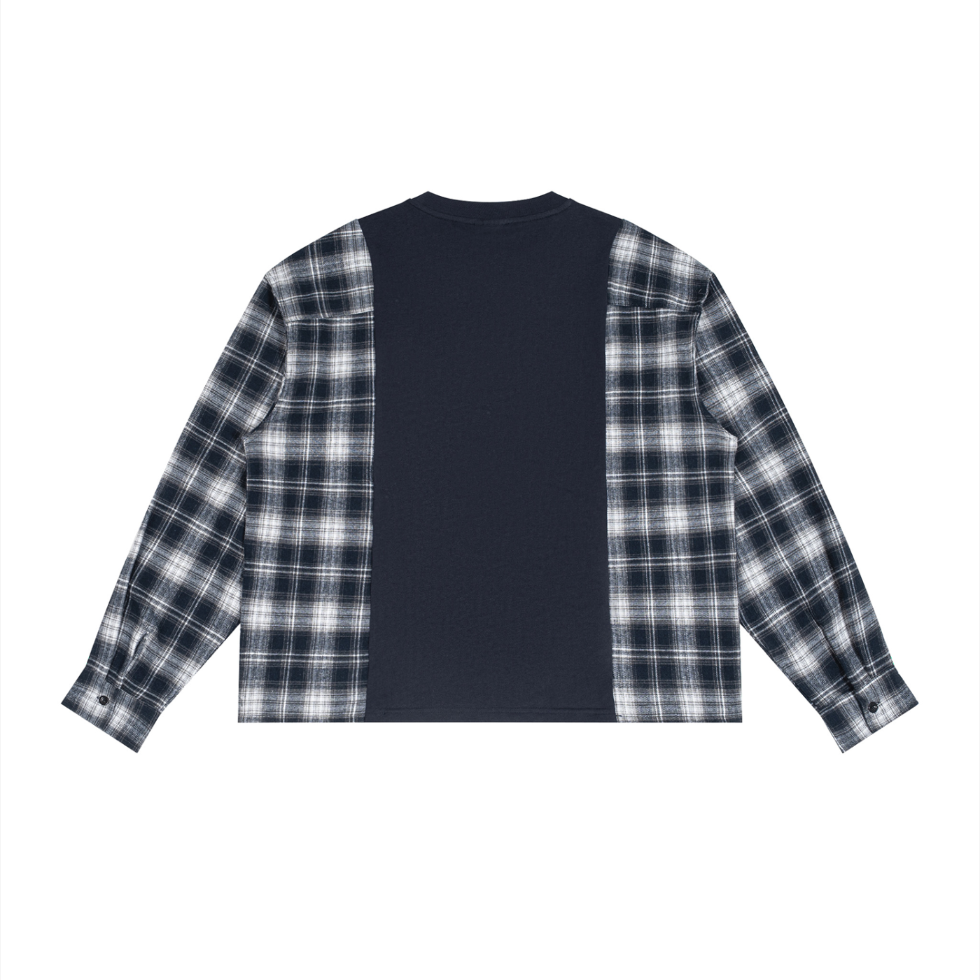 2RAW Plaid Panel Long Sleeve T-Shirt