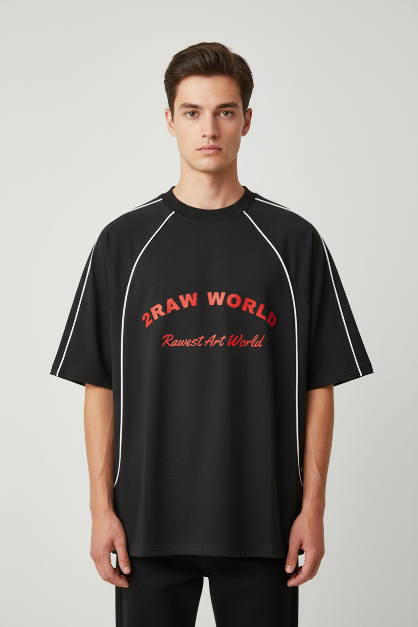 2RAW Contrast Stitch Raglan Tee
