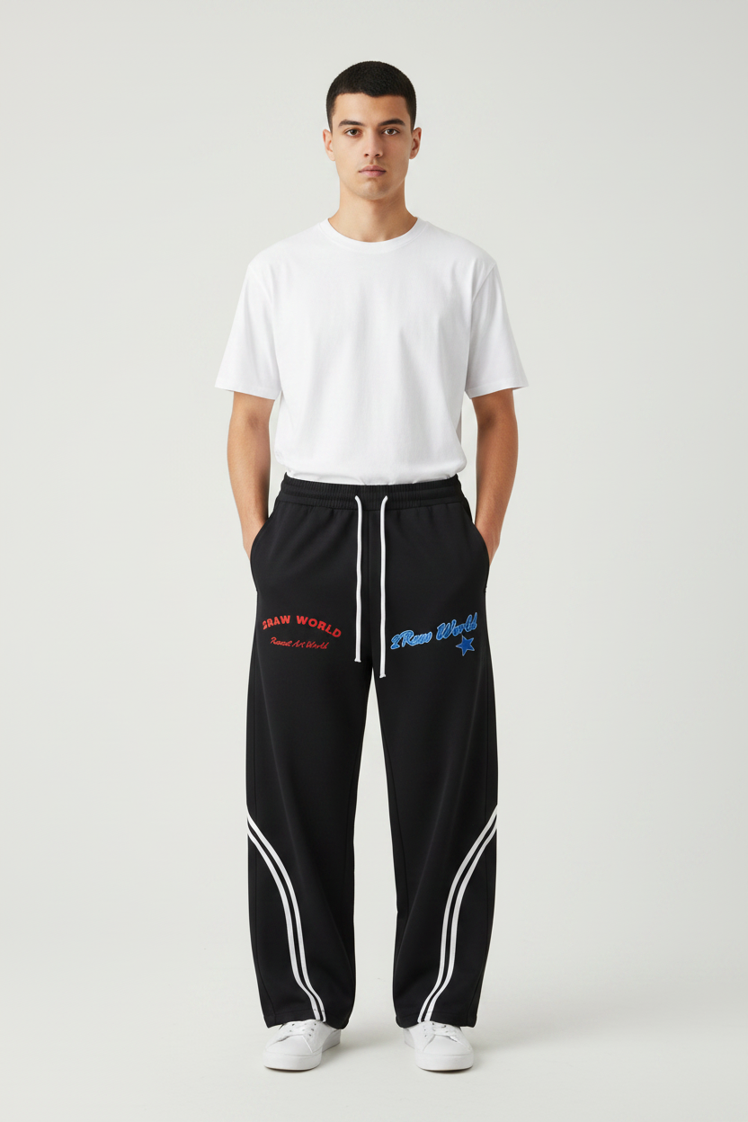 2RAW Wide Leg Piping Sweatpants
