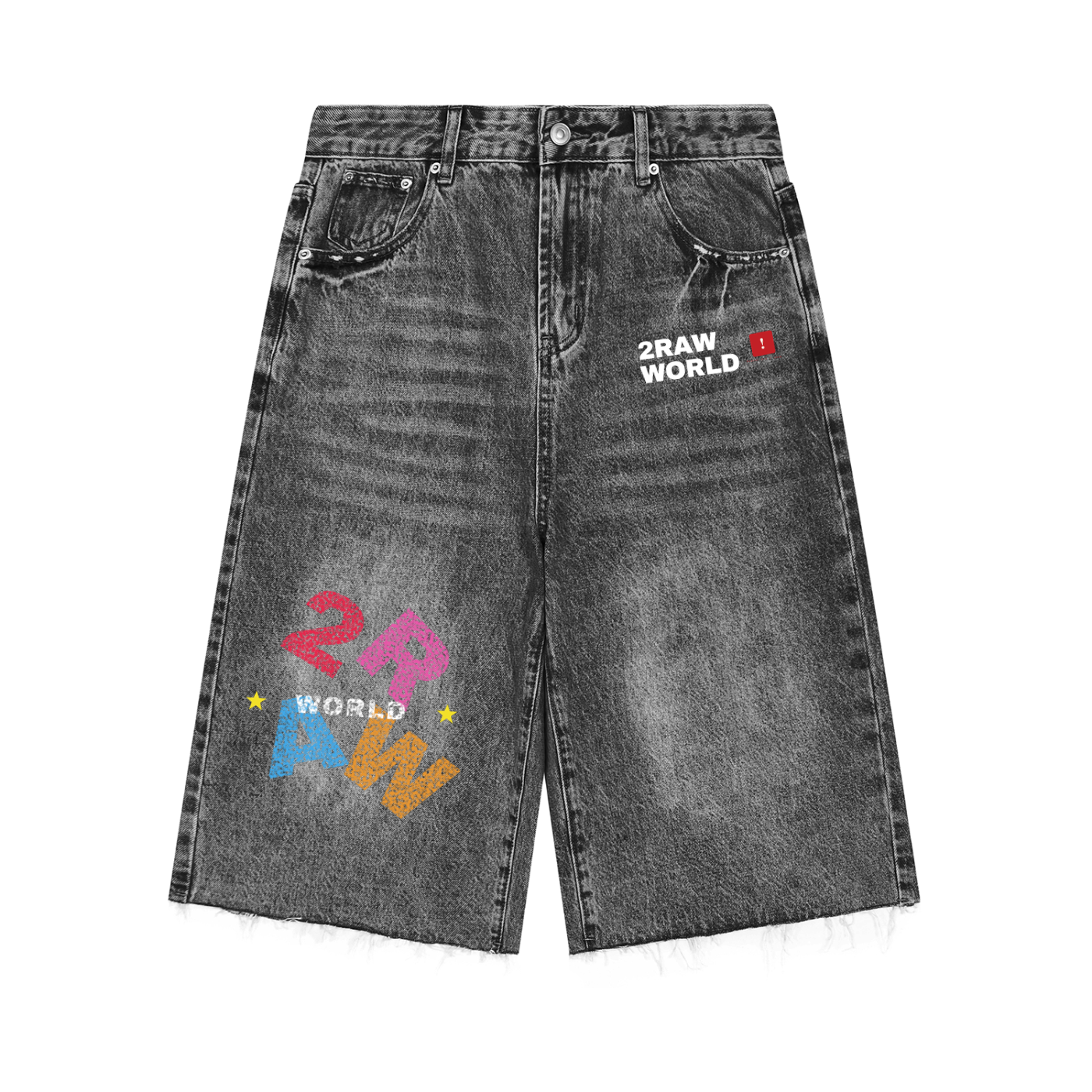 2RAW Men's Vintage Wide Leg Denim Shorts