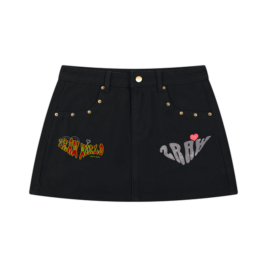 2RAW Women's Studded Denim Mini Skirt
