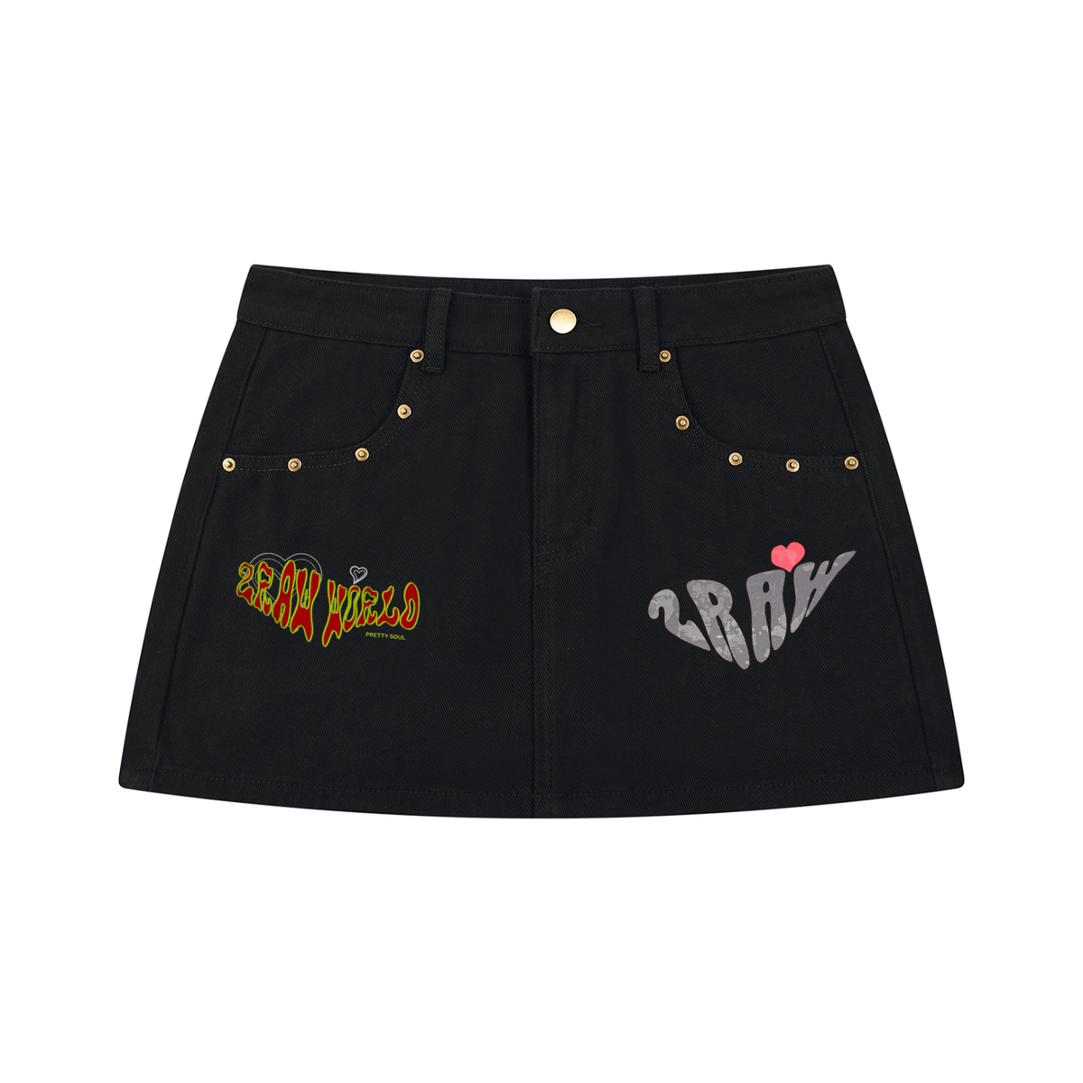 2RAW Women's Studded Denim Mini Skirt