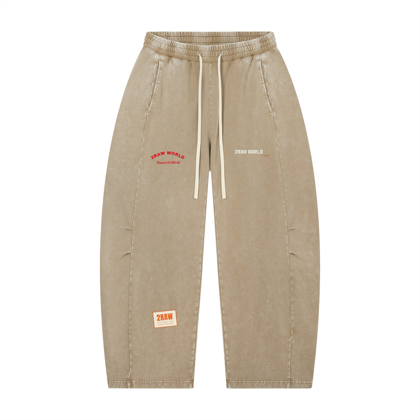 2RAW Mineral Wash Barrel Leg Pants