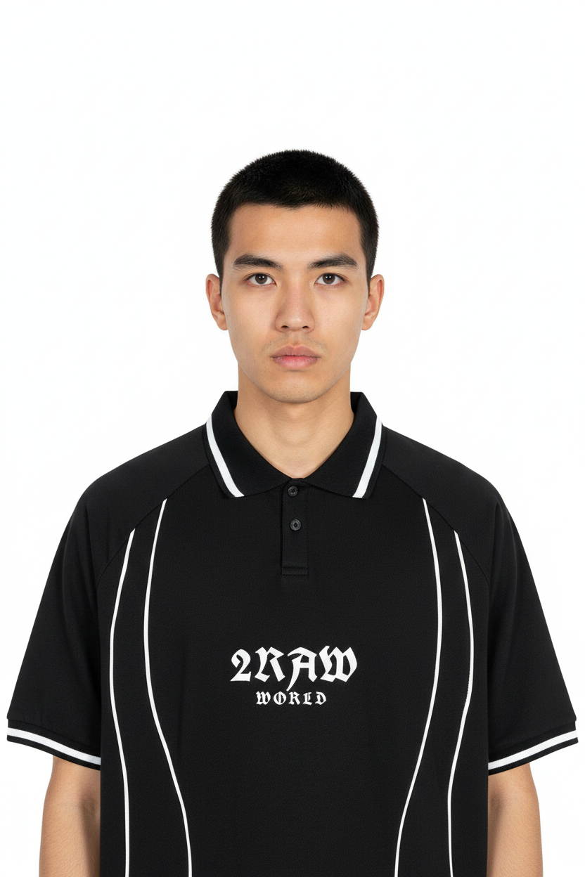 2RAW WORLD Raglan Piping Polo Shirt