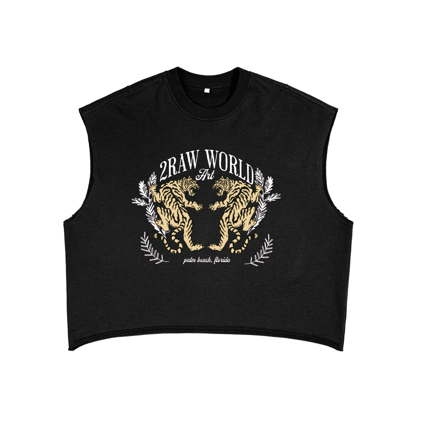 2RAW World “Twin Tigers” Cropped Muscle Tee