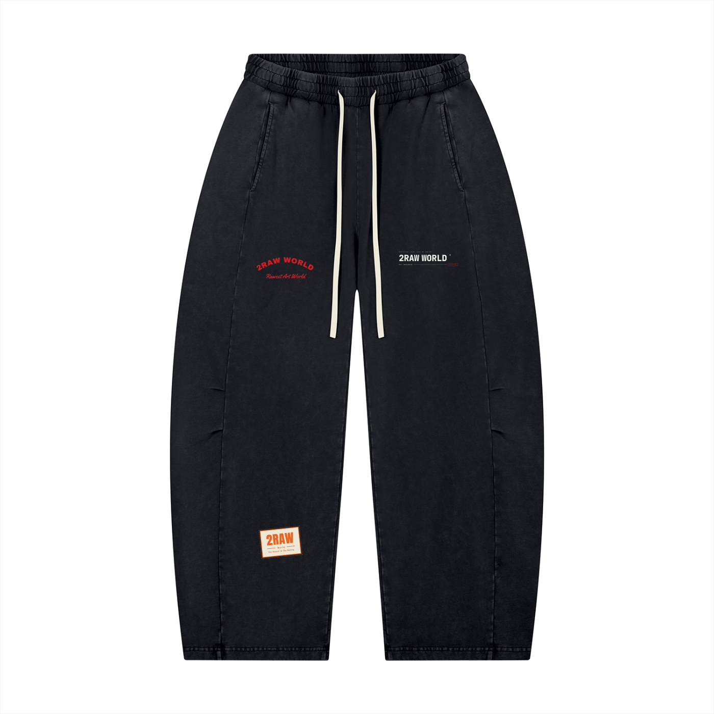 2RAW Mineral Wash Barrel Leg Pants