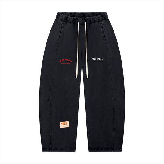 2RAW Mineral Wash Barrel Leg Pants