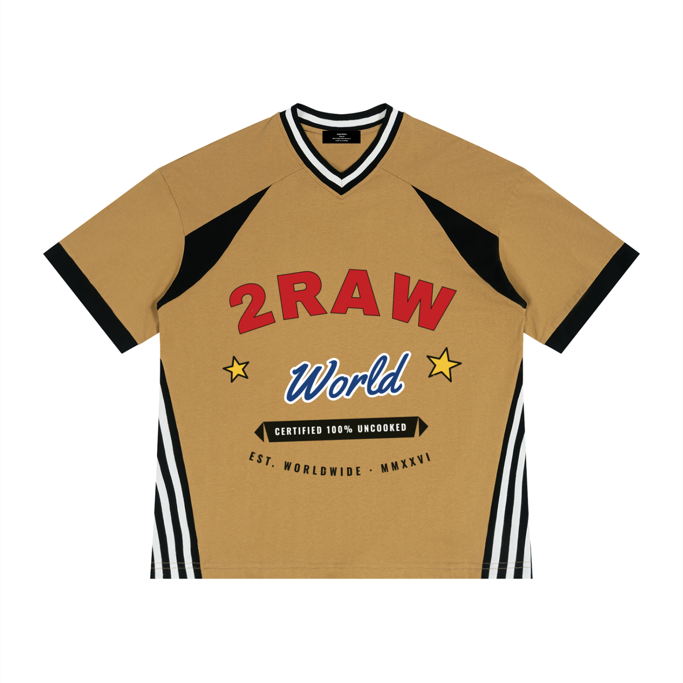 2RAW Color Block V-Neck Tee