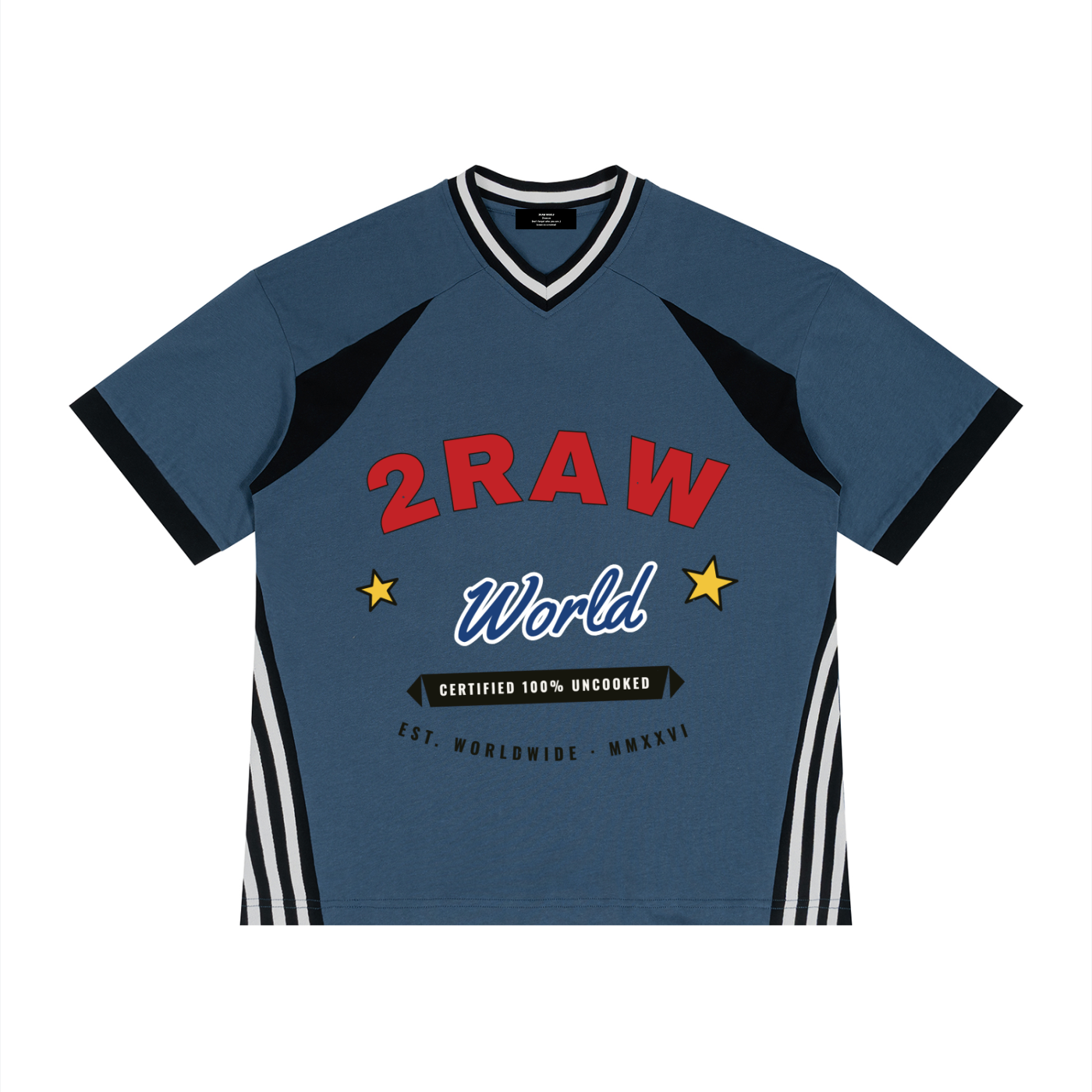 2RAW Color Block V-Neck Tee