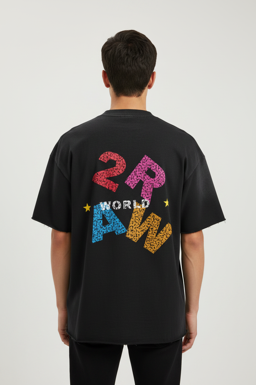 2RAW Sun Fade Raw Edge Tee
