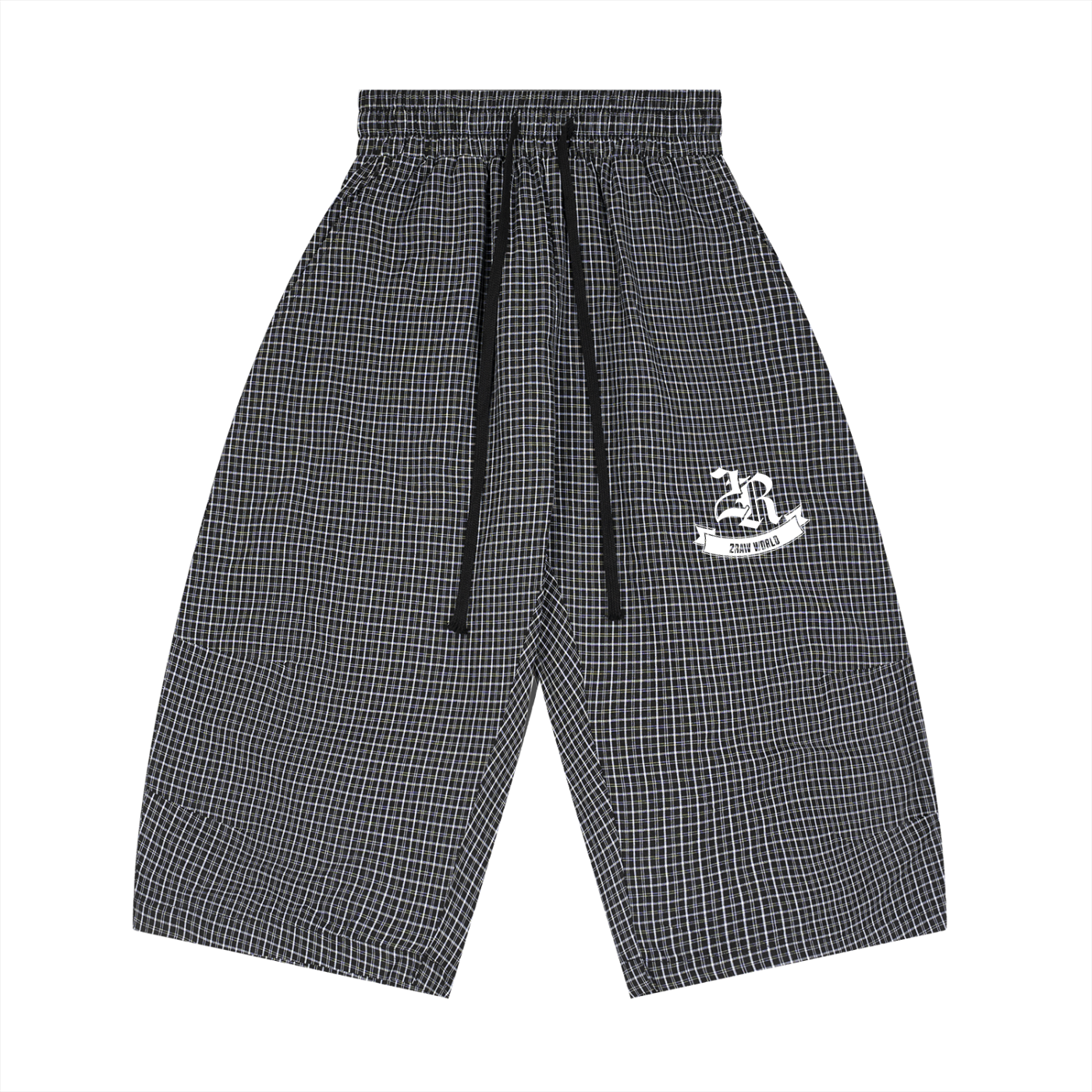 2RAW Unisex Plaid Loose Capri Shorts