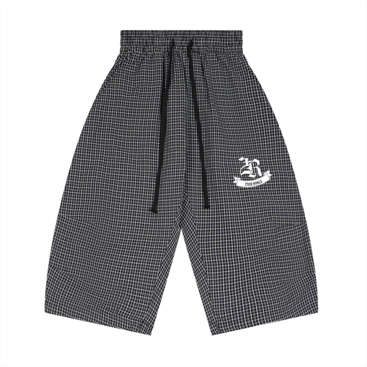 2RAW Unisex Plaid Loose Capri Shorts