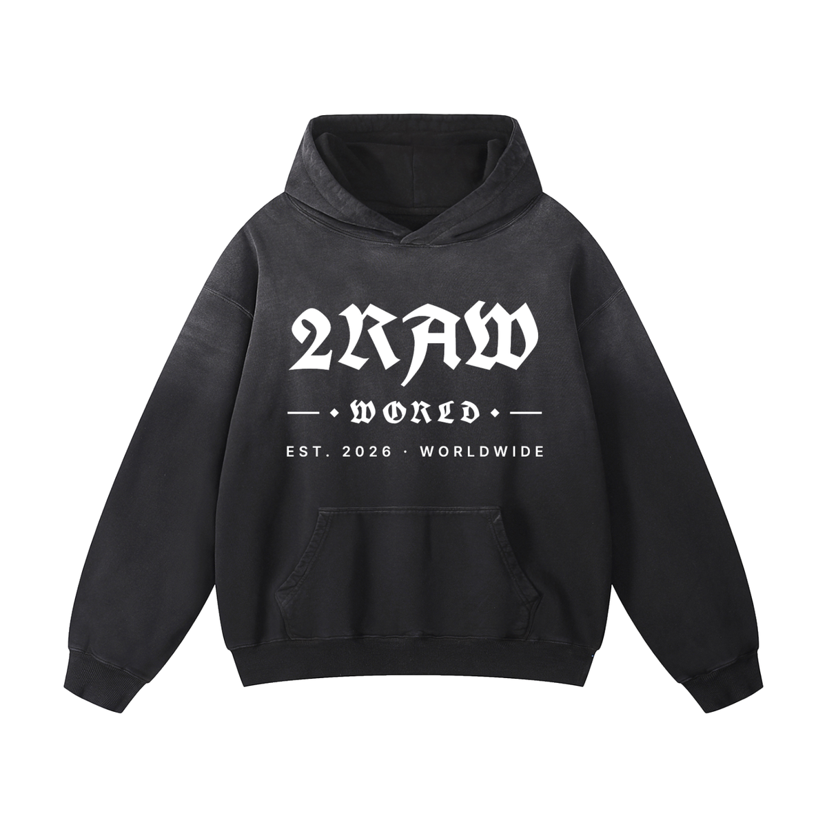 2RAW Heavyweight Sun Fade Oversized Hoodie — Gray