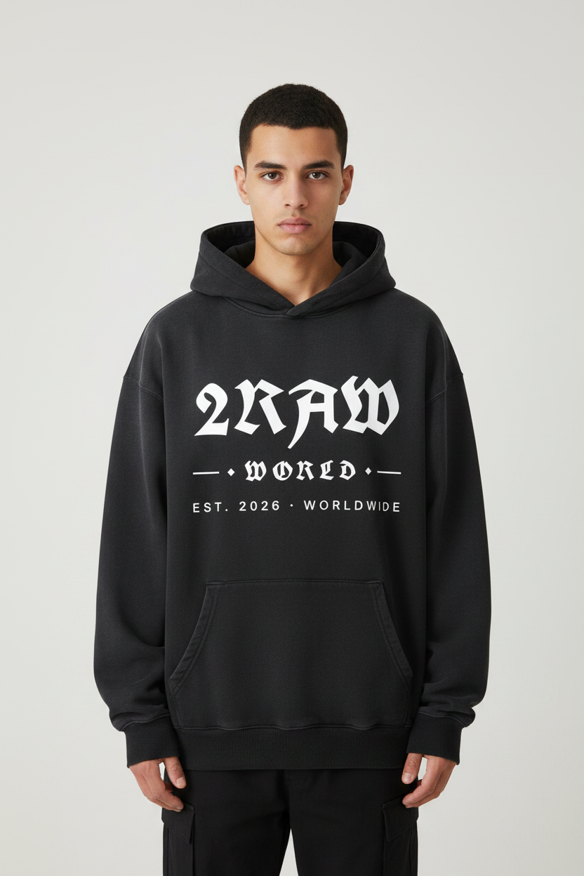 2RAW Heavyweight Sun Fade Oversized Hoodie — Gray