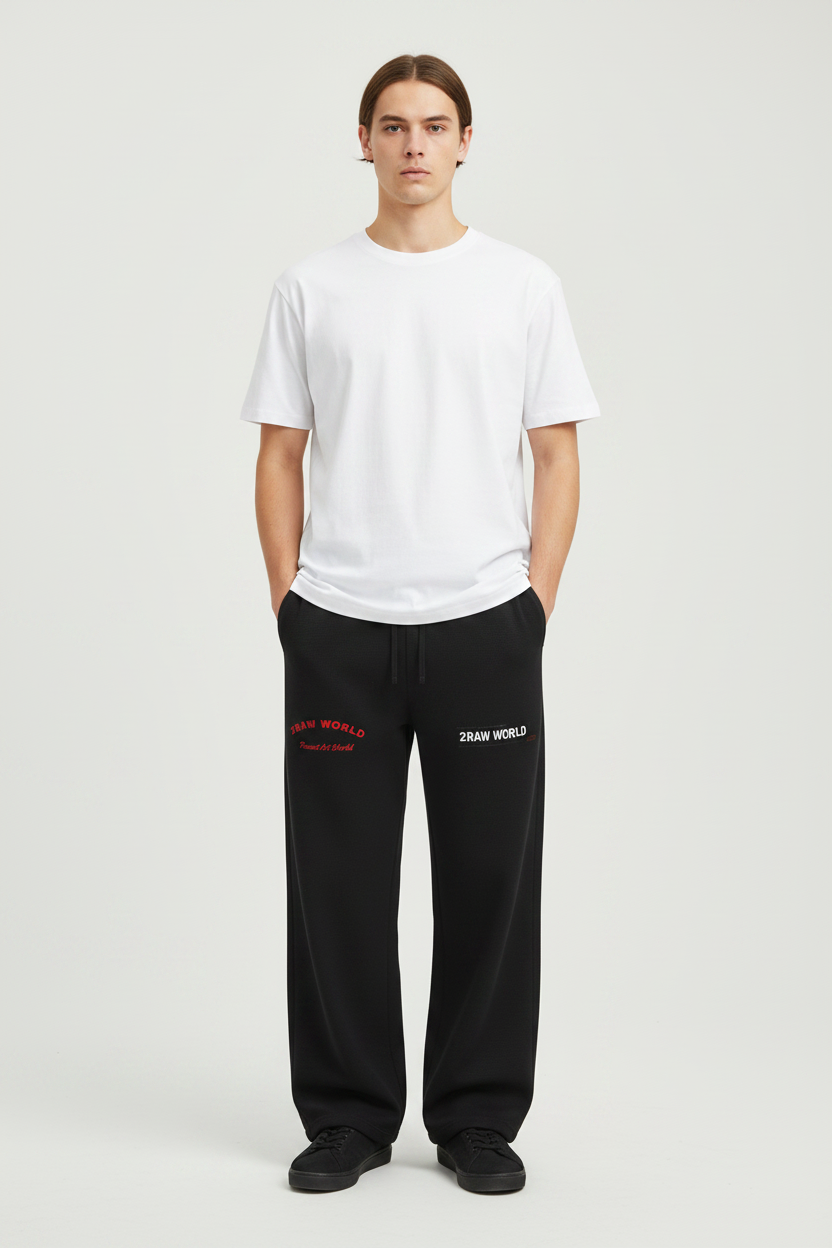 2RAW Waffle Barrel Leg Pants — Oat Gray