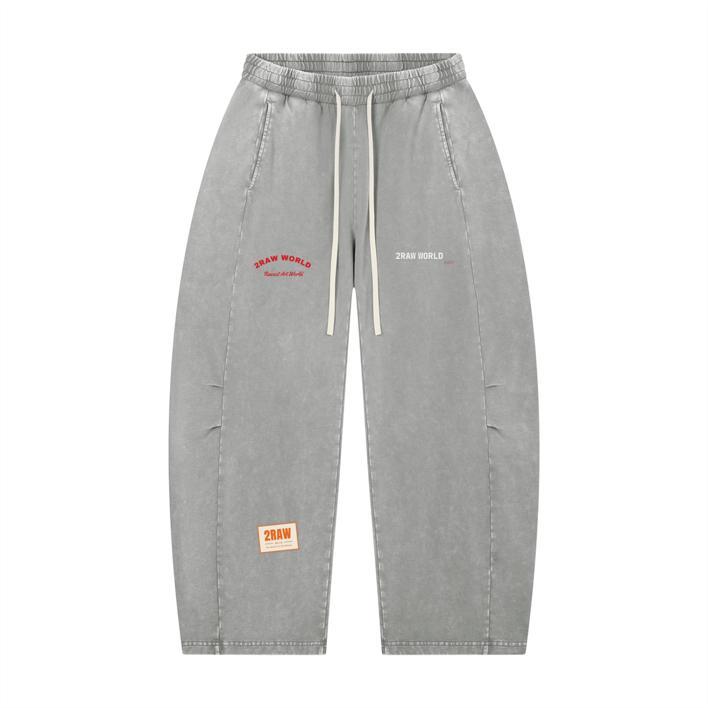 2RAW Mineral Wash Barrel Leg Pants