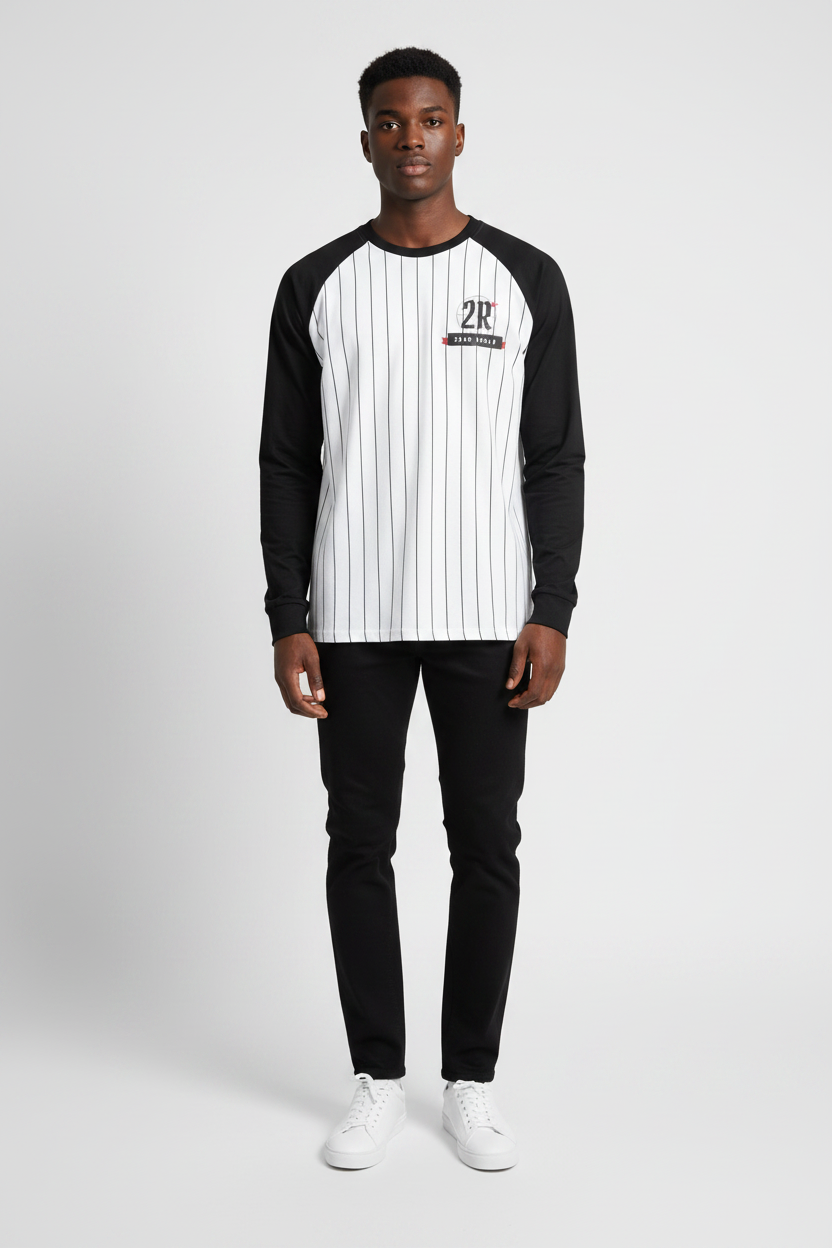 2RAW Striped Raglan Long Sleeve Tee