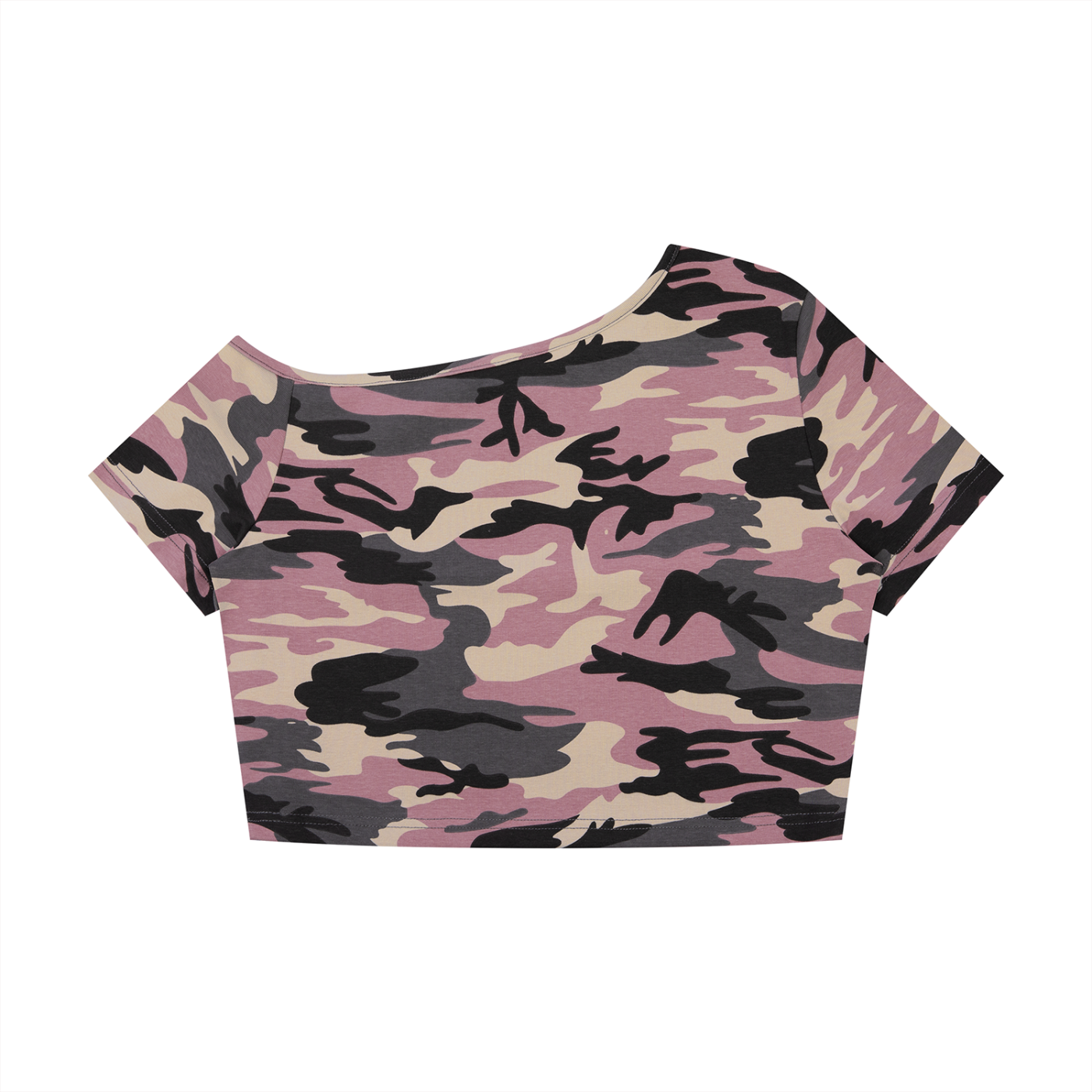 2RAW Women's Camo Off-Shoulder Crop Tee