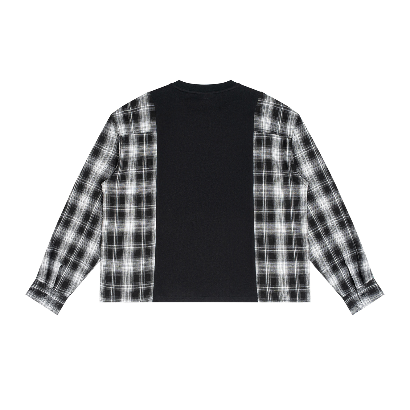 2RAW Plaid Panel Long Sleeve T-Shirt