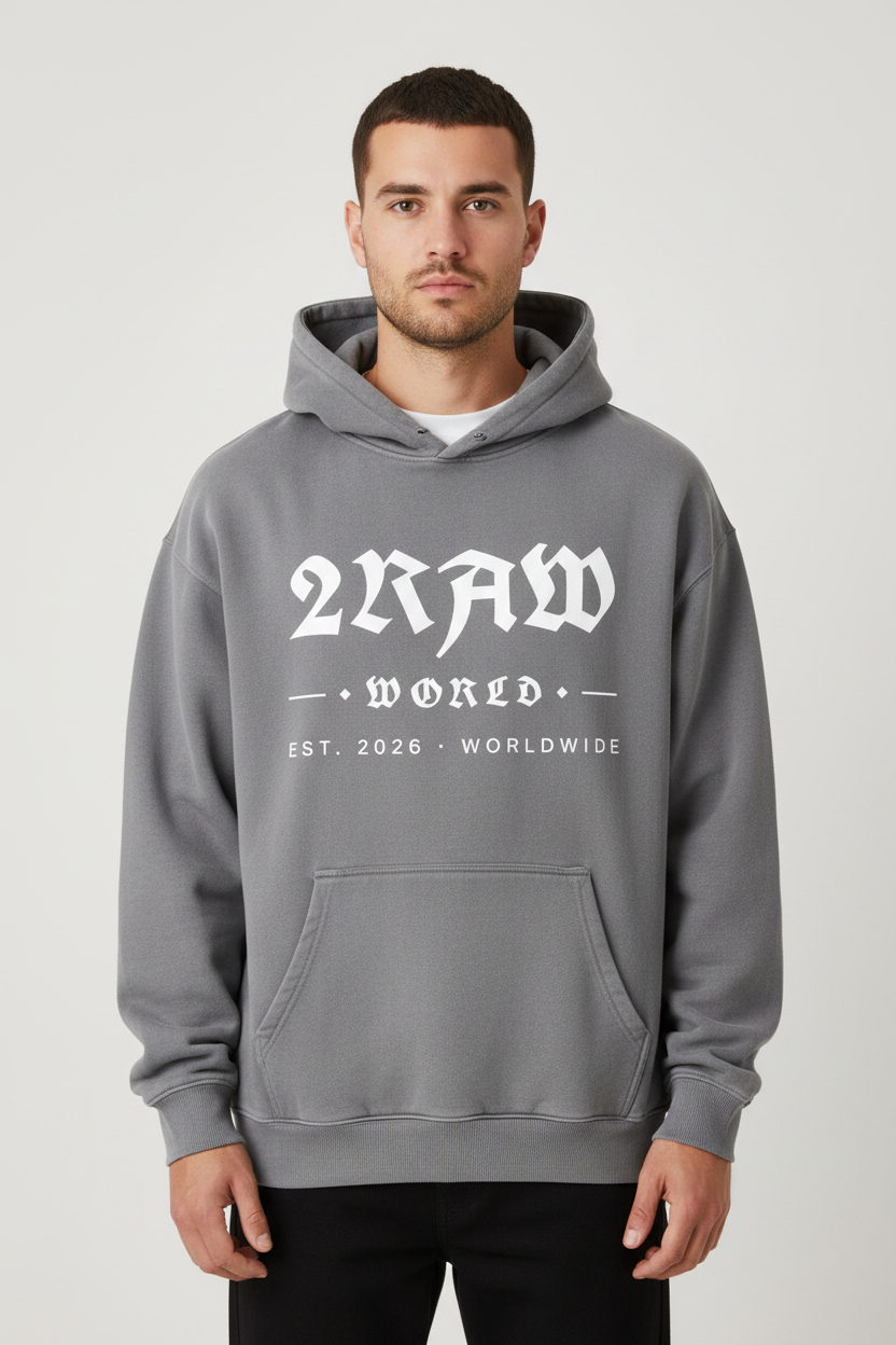 2RAW Heavyweight Sun Fade Oversized Hoodie — Gray