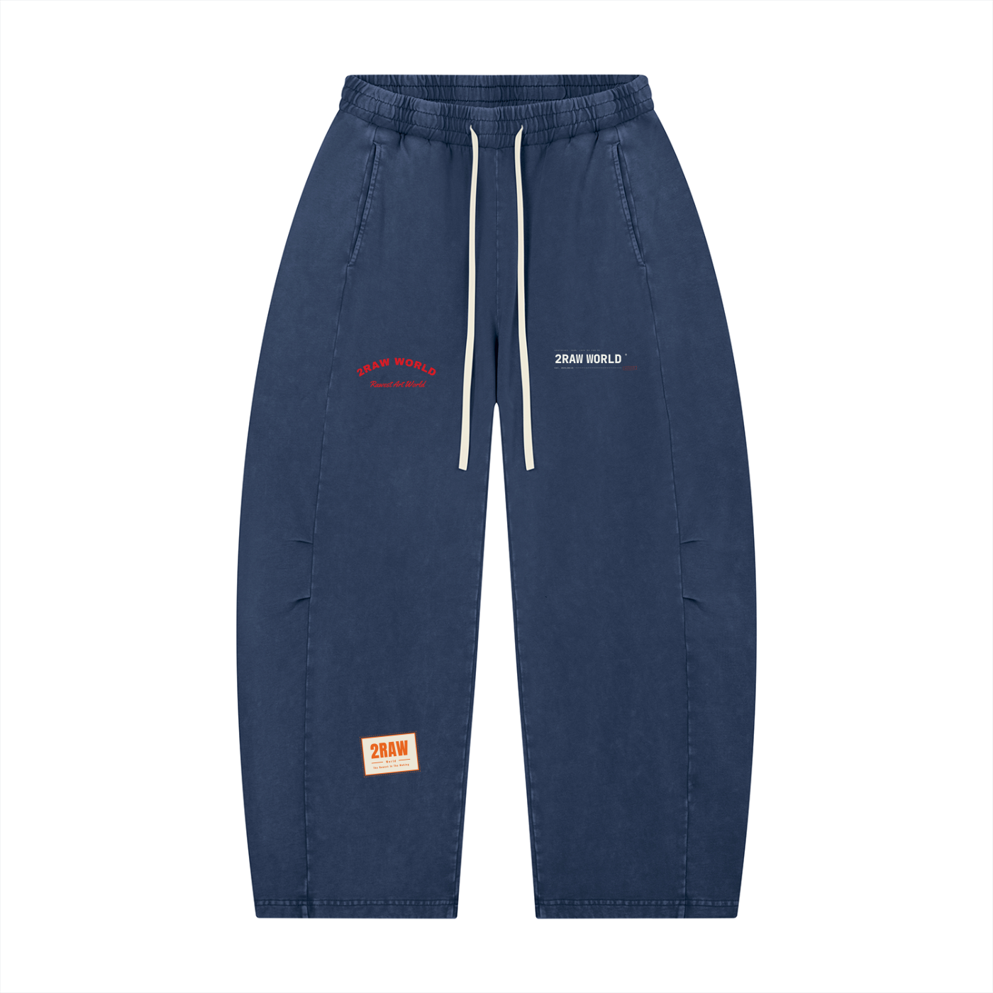 2RAW Mineral Wash Barrel Leg Pants