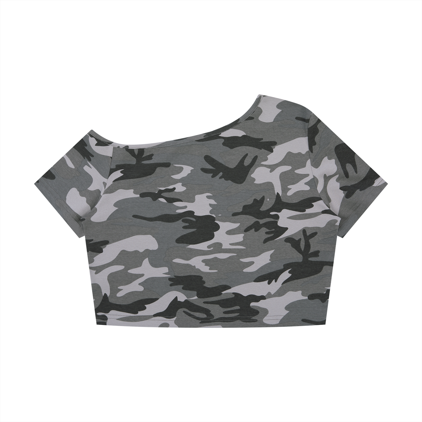 2RAW Women's Camo Off-Shoulder Crop Tee