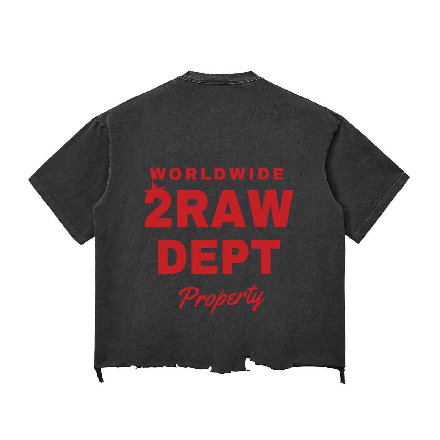 2RAW Snow Wash Raw-Hem Boxy Tee