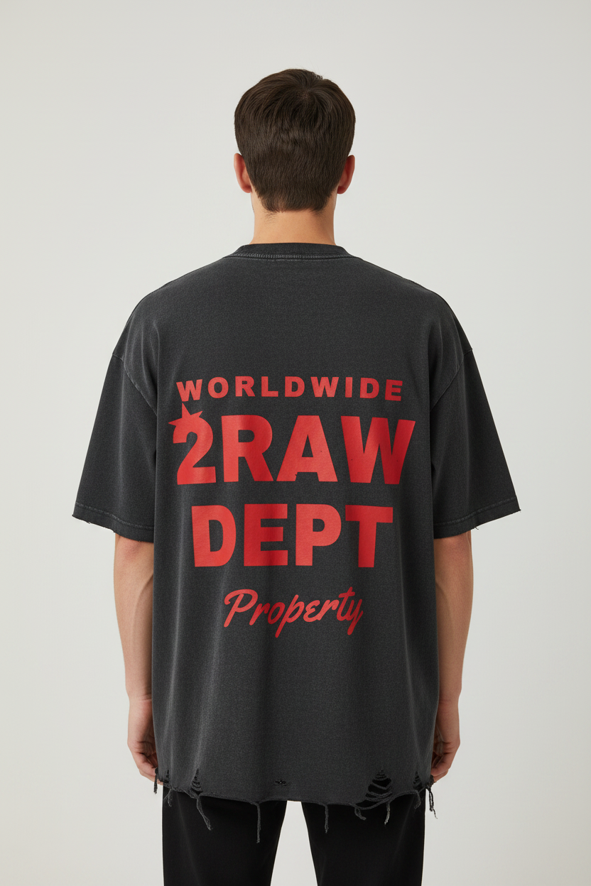 2RAW Snow Wash Raw-Hem Boxy Tee