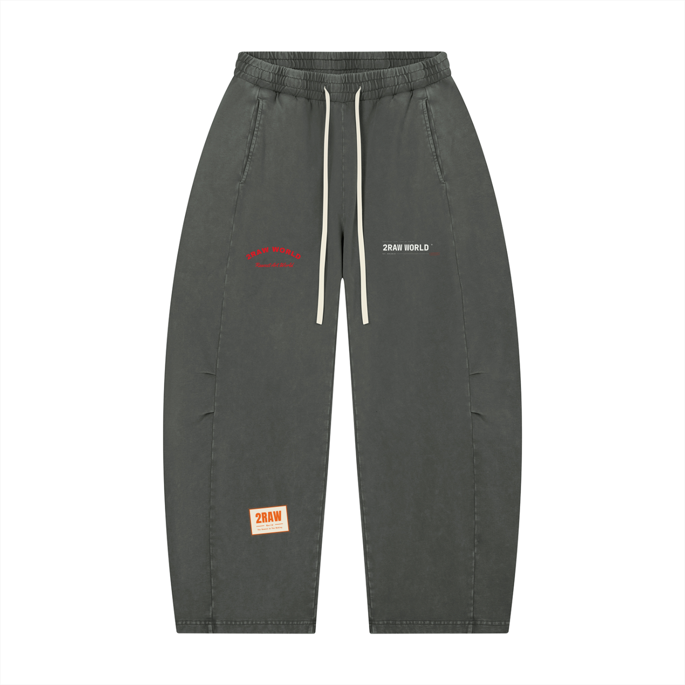 2RAW Mineral Wash Barrel Leg Pants