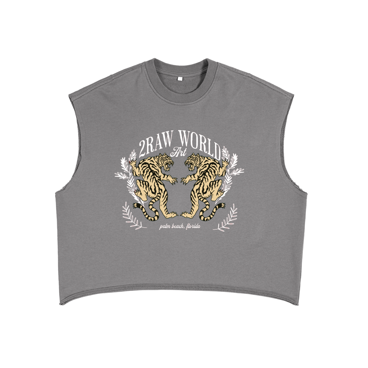 2RAW World “Twin Tigers” Cropped Muscle Tee