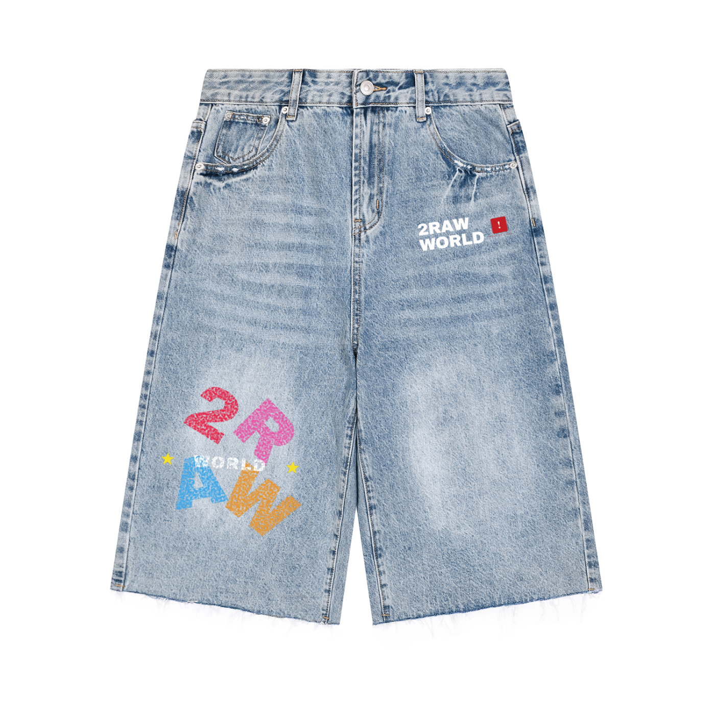 2RAW Men's Vintage Wide Leg Denim Shorts