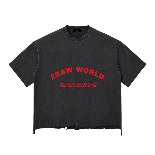 2RAW Snow Wash Raw-Hem Boxy Tee