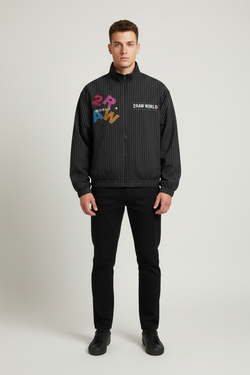 2RAW Striped Full-Zip Track Jacket
