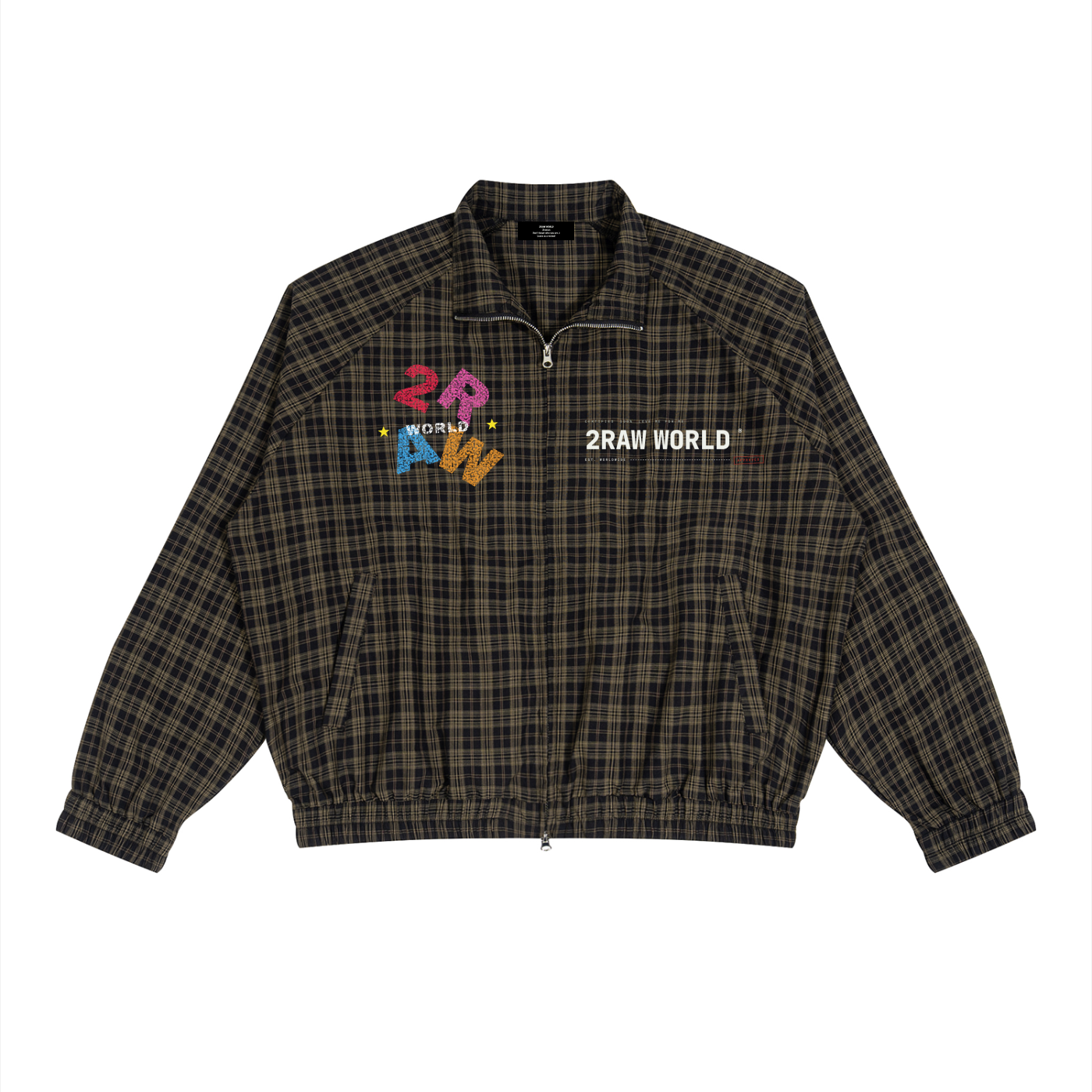 2RAW Plaid Full-Zip Track Jacket