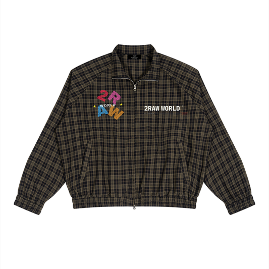 2RAW Plaid Full-Zip Track Jacket