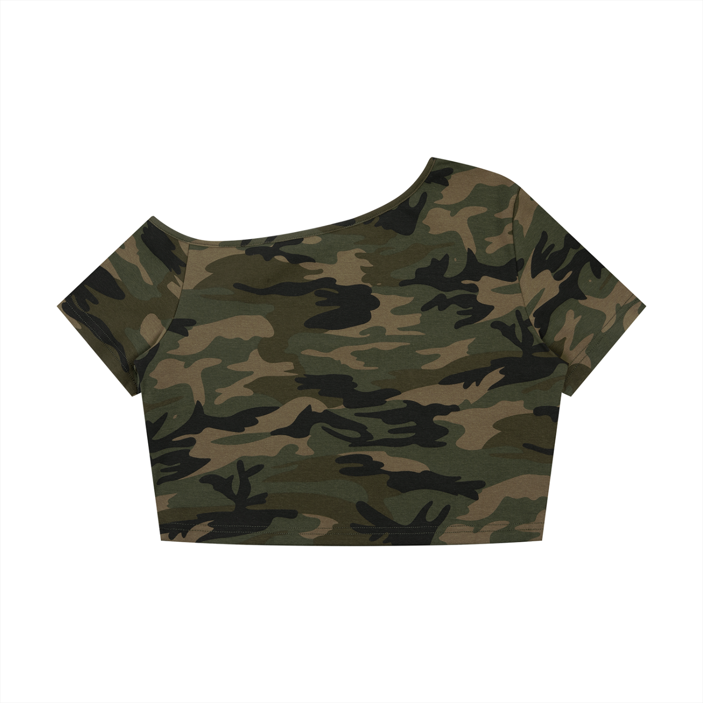 2RAW Women's Camo Off-Shoulder Crop Tee