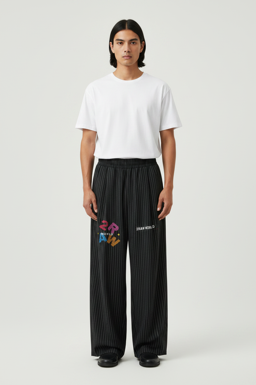 2RAW Striped Pleated Pants