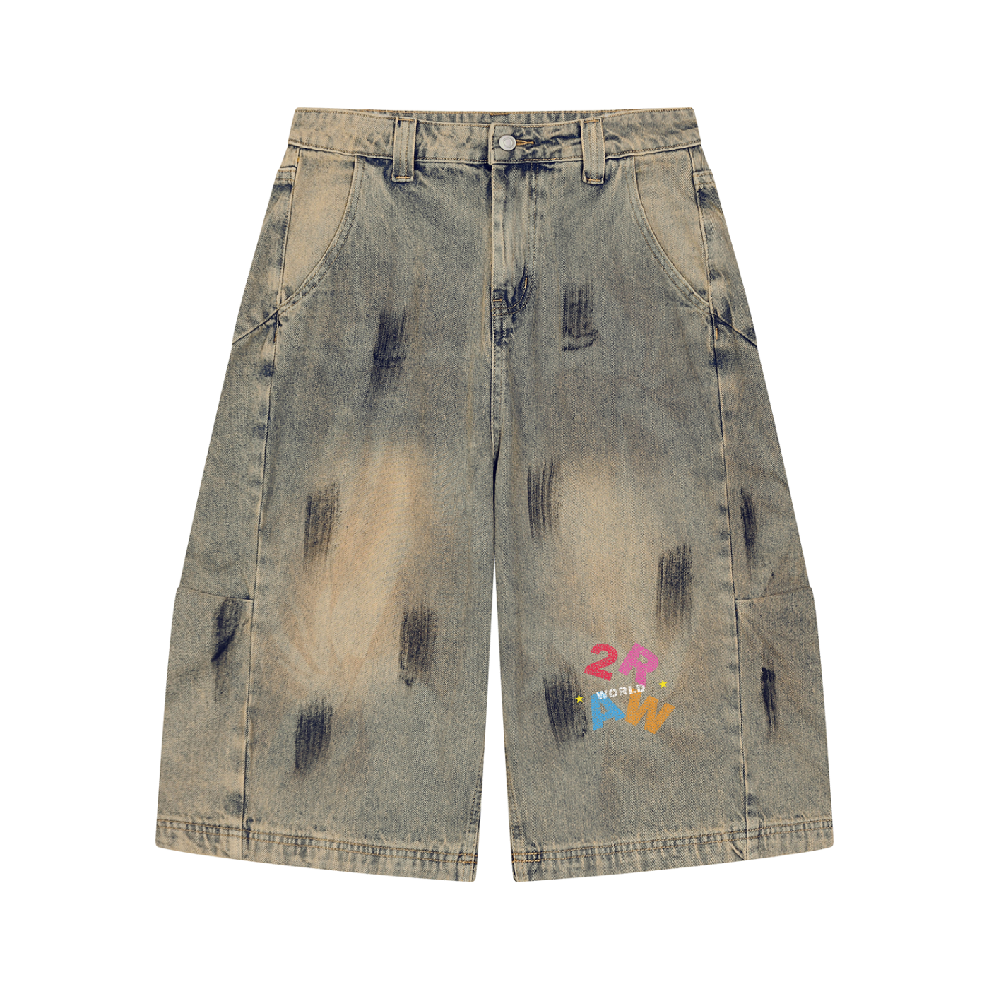 2RAW Circle Vintage Wash Short