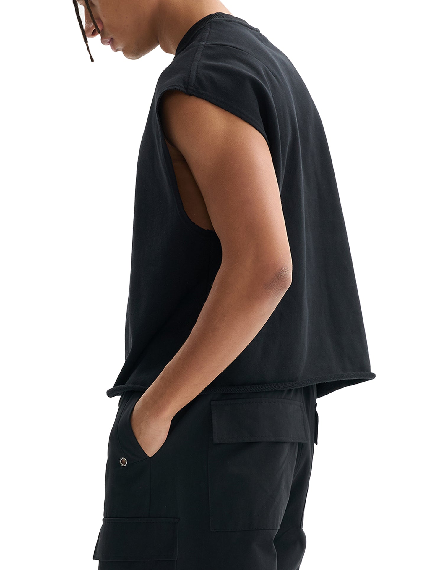 2RAW Twin Tigers Cropped Muscle Tee — Gray